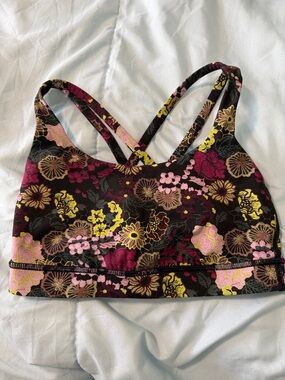 lululemon athletica Floral Strappy Sports Bra in Black, Pink and Yellow size 4